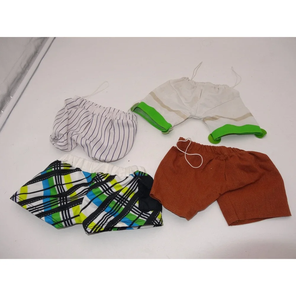 Build A Bear Workshop Plush Toy Shorts Mix Lot of 4 Pinstripe Plaid Brown White